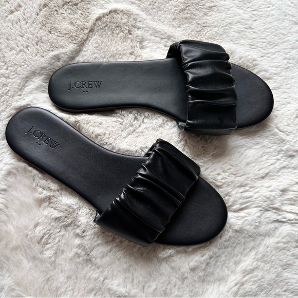 J.crew‎ Menorca scrunchie-strap sandals in black leathersize 10 - Picture 2 of 6